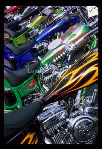 Line of Colorful Motorcycle Tanks