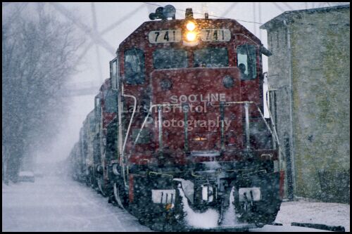 Red Engine in Snow