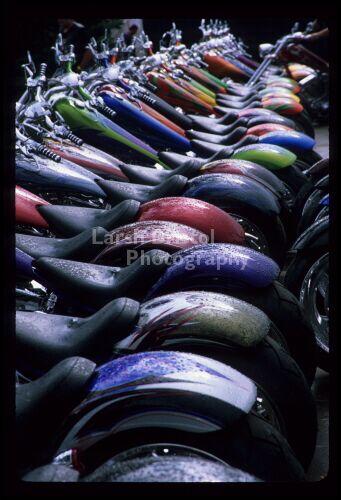 Motorcycles Parked In A Line