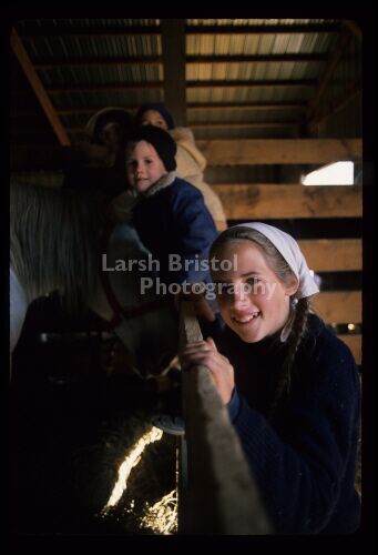 Mennonite Children Along Fence