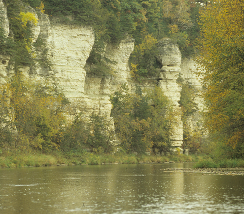 Rock Cliffs Along a River