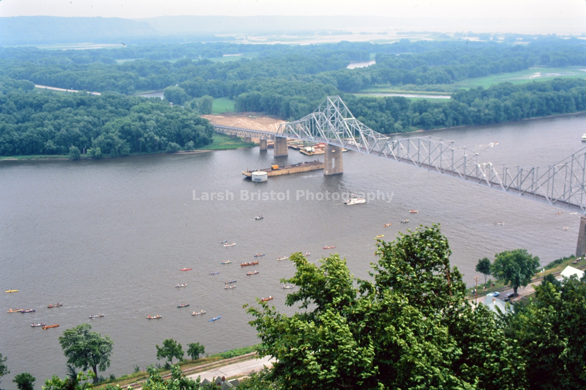 Aerial Blackhawk Bridge with Barge
